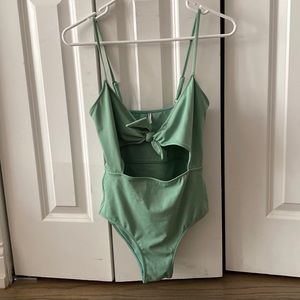 Reformation sea green one piece bathing suit